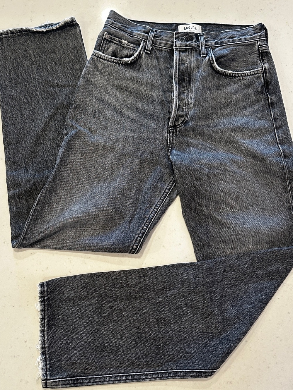 Agolde 90s Pinch Black Denim Straight Leg Jeans Size 26 Casual Revolve Designer